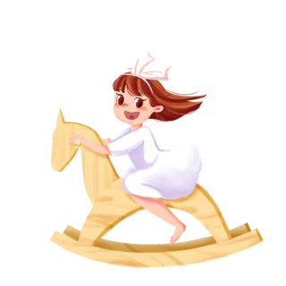 木马玩具剪贴画儿童节幼儿园插画