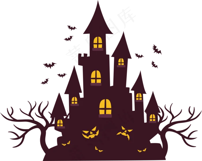 万圣节节日卡通素材城堡
