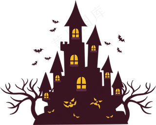 万圣节节日卡通素材城堡