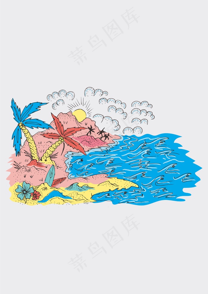 蓝天白云 海边cdr矢量模版下载