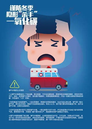 谨防隐形杀手一氧化碳安全海报