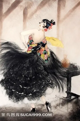 Louis Icart 绘画作品舞蹈的性感女郎