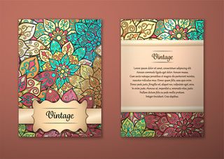 欧式花纹邀请函矢量模板