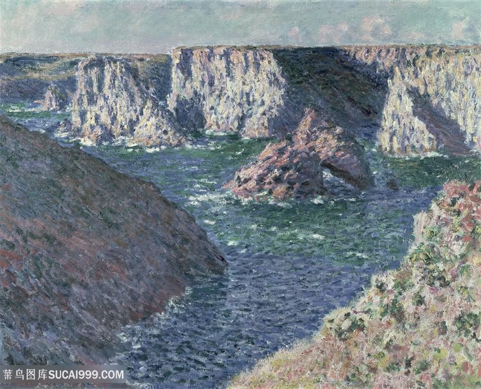 印象派莫奈海边风景油画图片