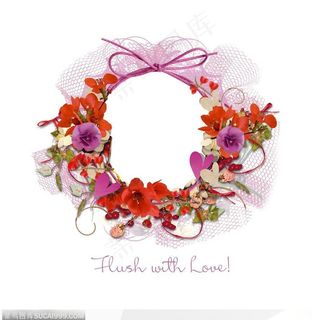 相框边框-一束漂亮的花环组成的边框