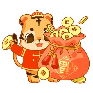 手绘2022虎年新年春节卡通老虎形象IP插画元素PSD设计素材图案