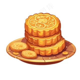 中秋月饼美食插画免抠