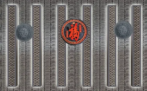 新中式古典装饰立瓦背景墙 