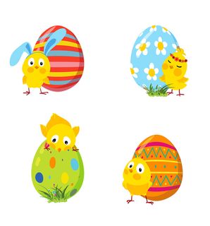 复活节装饰小鸡彩蛋插画元素