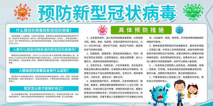 预防新冠战胜疫情宣传展板