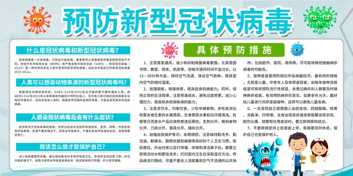 预防新冠战胜疫情宣传展板psd模版下载