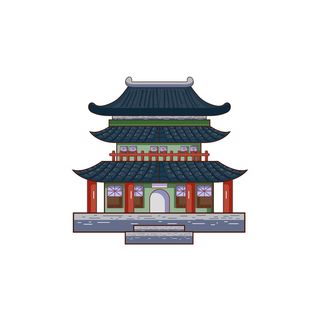 复古中国风国潮古建筑插画手绘高楼古塔AI素材亭子png免抠图