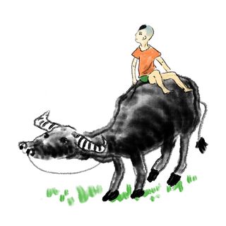 清明清明节卡通牧童和牛