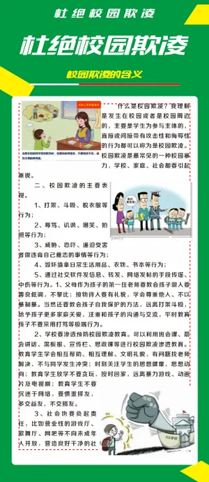 杜绝校园欺凌学校安全知识校霸展架 杜绝校园欺凌学校安全知识校霸展架