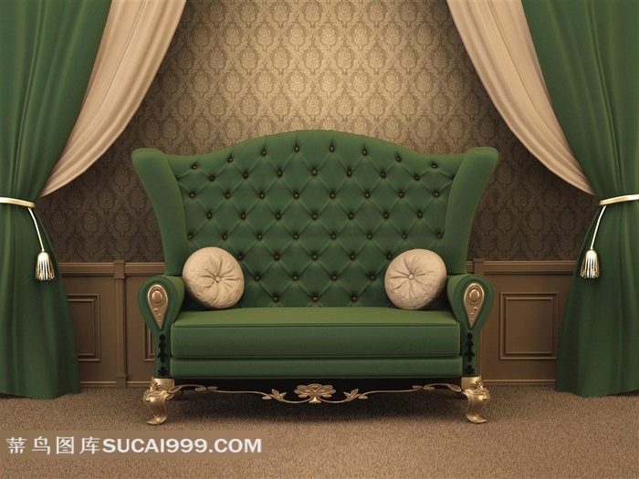 欧式沙发帷幕背景墙素材