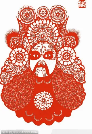 瞪眼京剧的脸谱剪纸