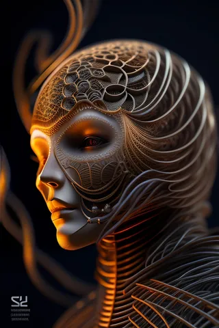 人头机器人外星人概念插画