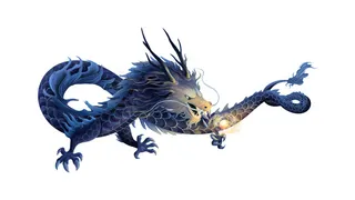 手绘国潮中国风神龙凤凰卡通形象插画装饰元素图案PSD设计素材