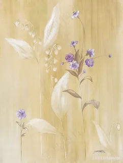 唯美紫色花卉花束艺术插画