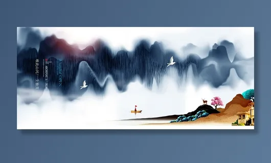 中式房地产海报展板PSD模板