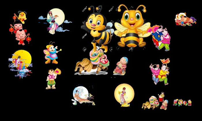 中秋节嫦娥密封卡通素材psd模版下载