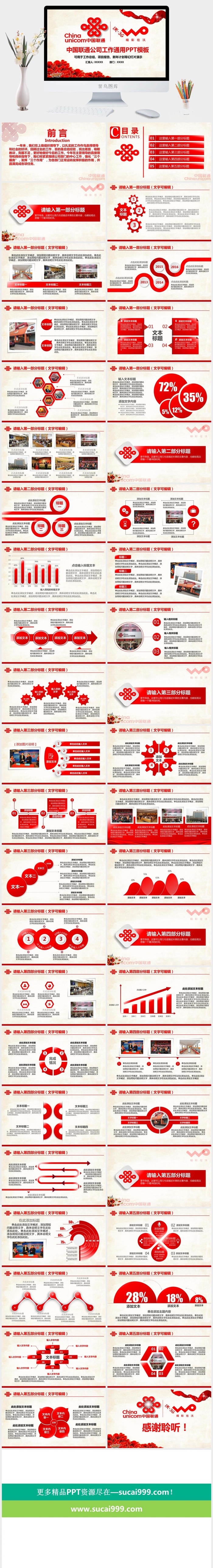 中国联通工作汇报PPT模板