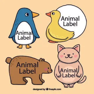 免抠彩绘动物标签