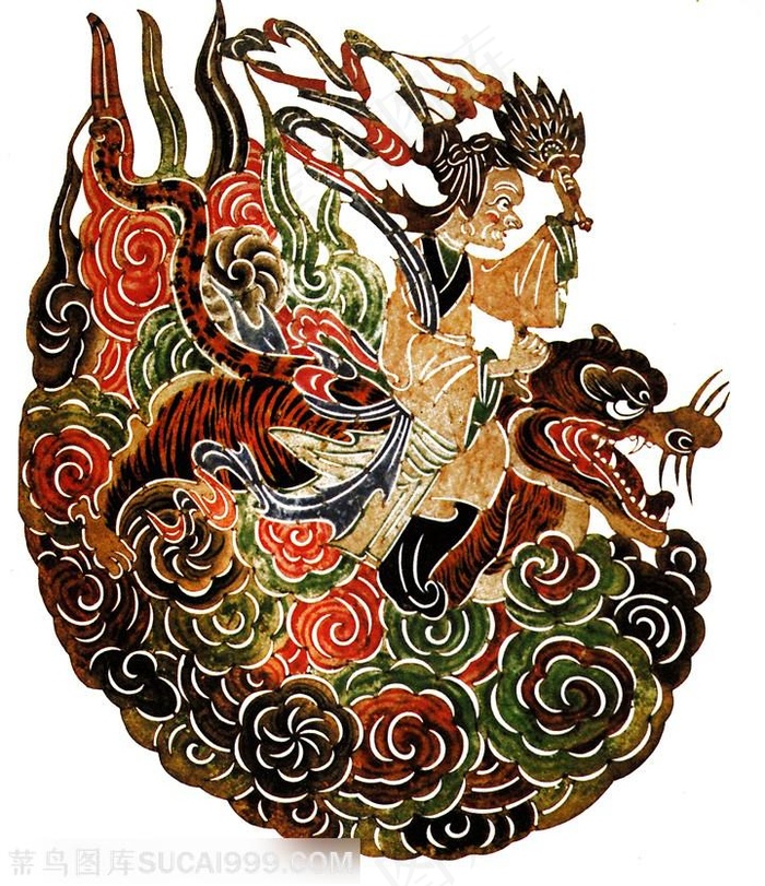 飞龙在天皮影戏中国风图片