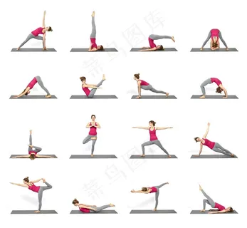 练习瑜伽动作的美女图片