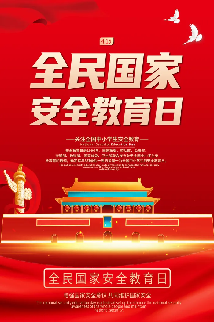 安全教育日红色海报psd模版下载