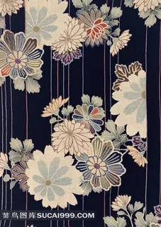 日式菊花纹理图案布纹