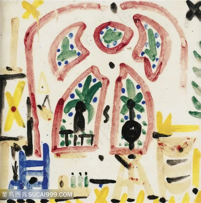 毕加索简约时尚水彩艺术挂画