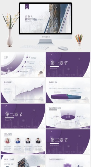 蓝紫高端商务范总结汇报通用ppt模板预览图