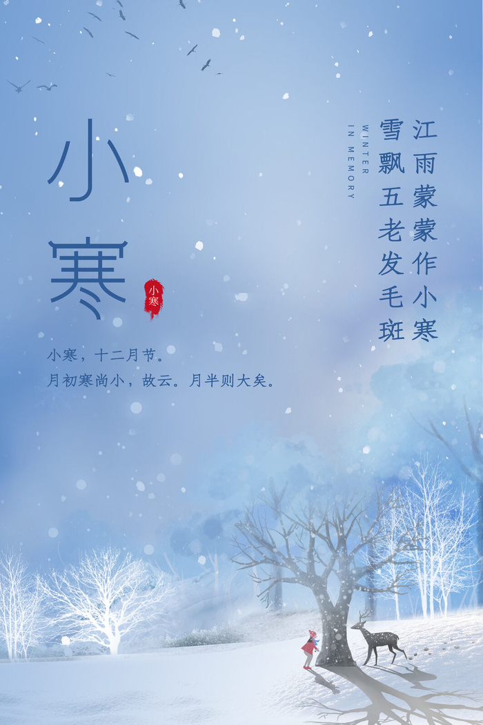 中国传统冬天小寒祝福24二十四节气节日宣传活动海报
