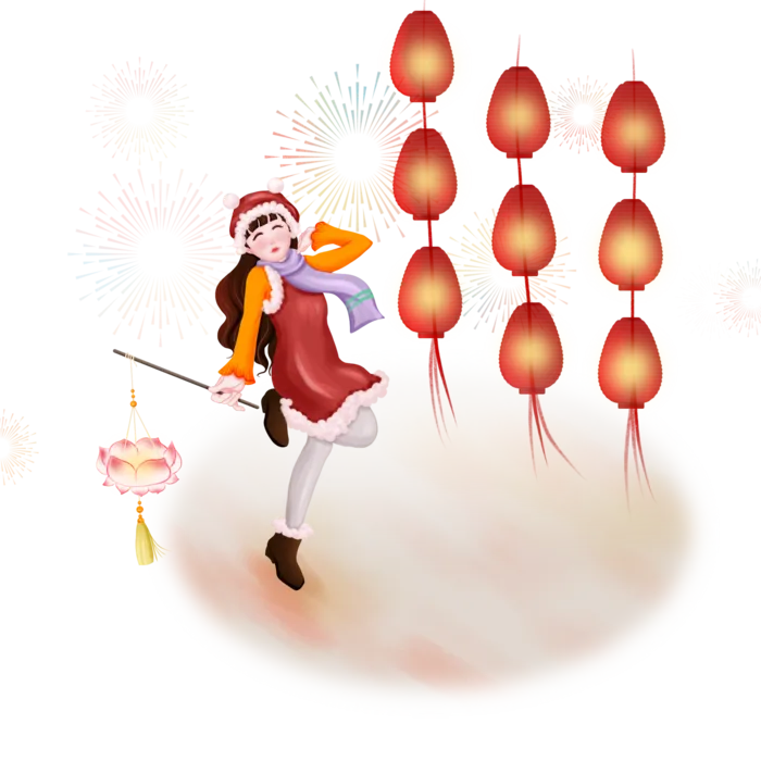 虎年新年场景套图逛灯会
