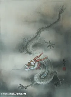 中式水墨龙高清装饰画