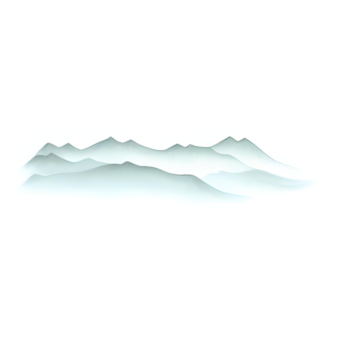 远处的山峰云雾缭绕水墨风格png免抠(2048x2048)