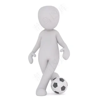 3D白色足球小人图片 3D白色足球小人图片