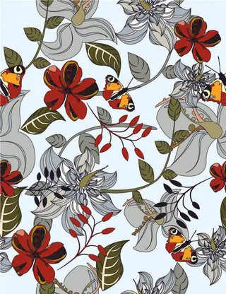 花卉唯美手绘花朵面料纹理手机壳布料面料印花服装矢量图案素材