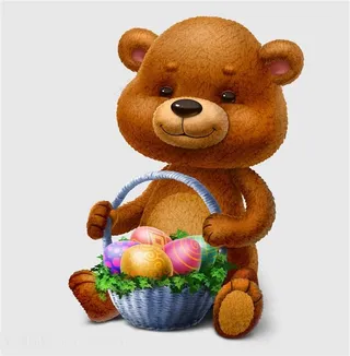 拿着复活节彩蛋的小熊卡通高清