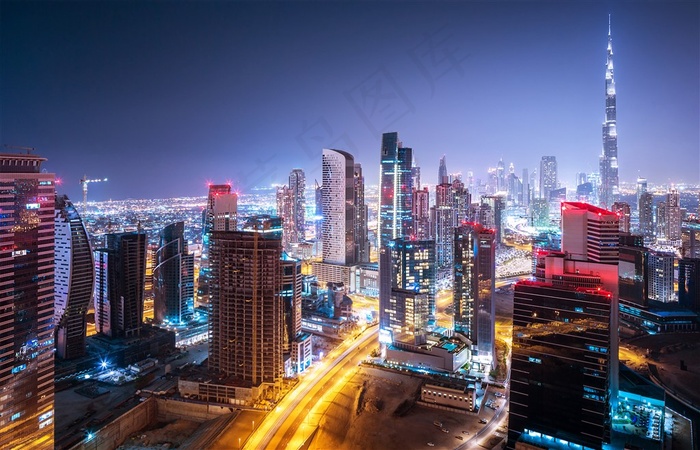 迪拜夜景图片素材