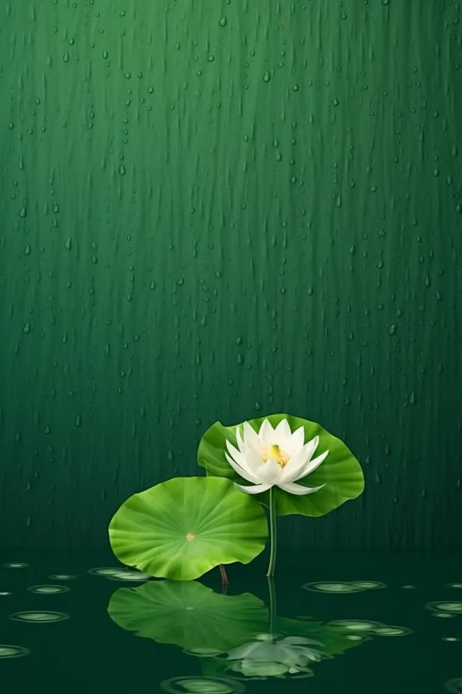中国风传统绿色莲花简约背景(896x1344)