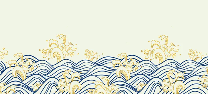 中国风鎏金浪花波浪矢量