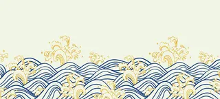 中国风鎏金浪花波浪矢量