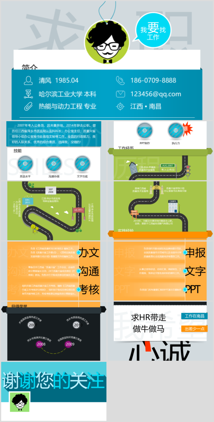 个人竞聘述职介绍简历ppt通用模板