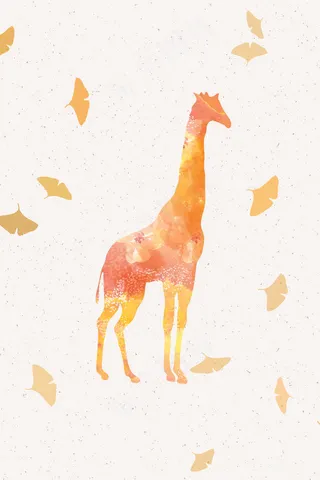 水彩长颈鹿时尚插画