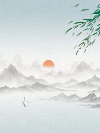 淡雅中国风水墨山水海报背景