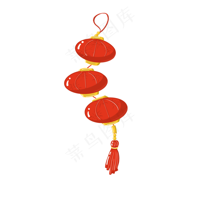 中国风 手绘 卡通元素 传统 复古红 灯笼装饰 PNG 免抠 