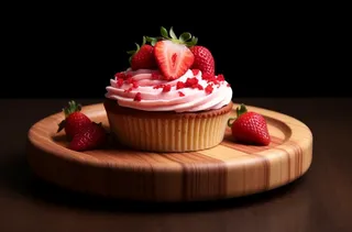 小蛋糕草莓甜点下午茶摄影图