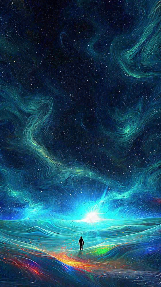夜晚天蓝色天空科幻绚丽星空(816x1456)